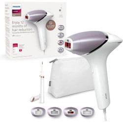 Épilateur à lumière pulsée Philips Lumea Série 8000 - 4 embouts et tondeuse-stylo BRI949/00